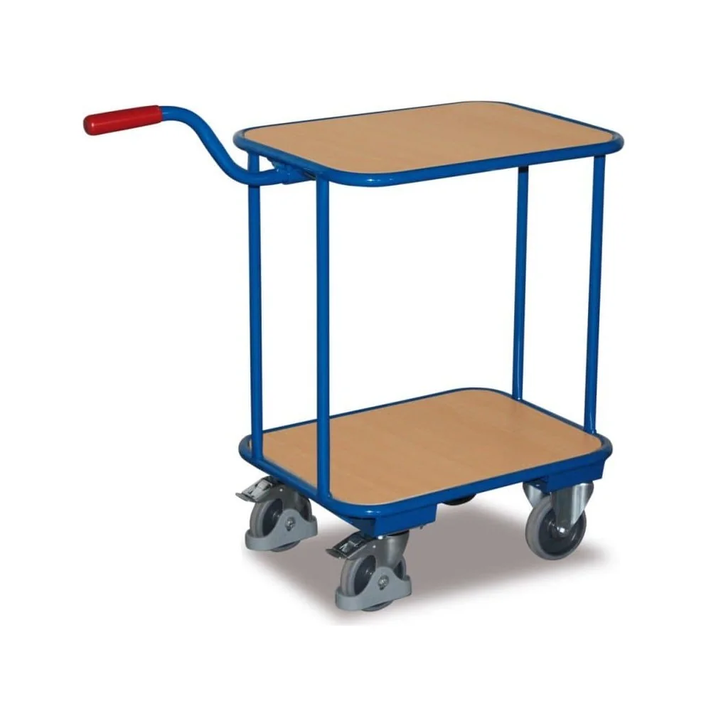Workshop Trolley with 2 Wooden Shelves & EasySTOP