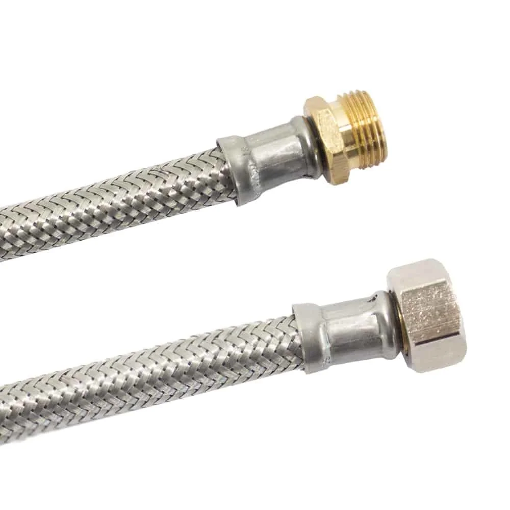 "Stainless Steel Braided Water Hose, Flexible 3/8 Inch DN8 Connector image"
