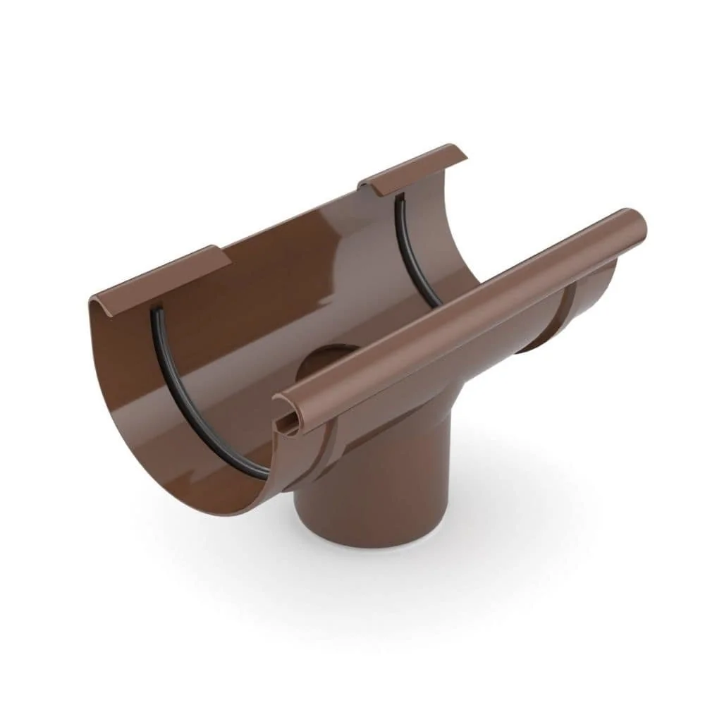 Brown Gutter Downspout Connector, System 100/90 Rain Gutter Outlet