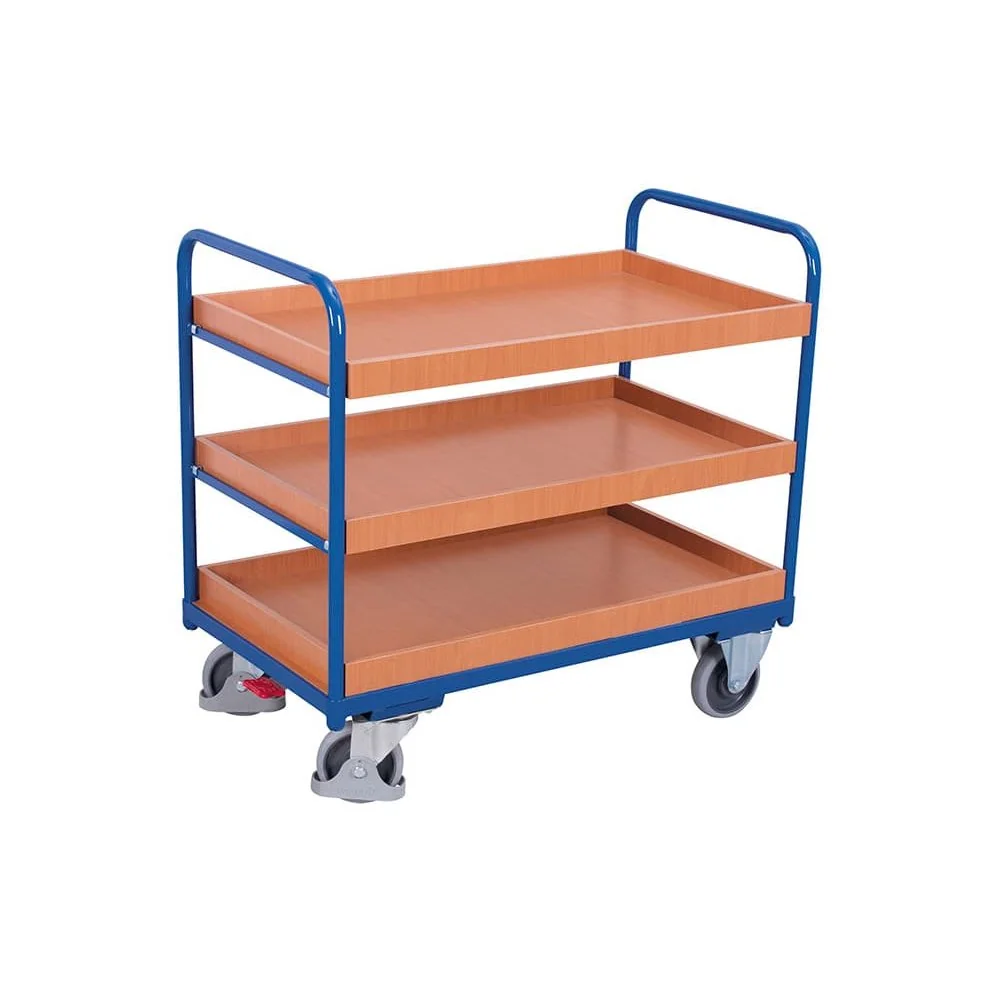 3-Tier Utility Cart, Service Cart, Rolling Tool Cart with EasySTOP, 250 kg Capacity