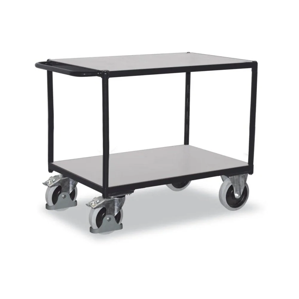 "Heavy ESD table trolley with 2 load surfaces Type L + EasySTOP image"