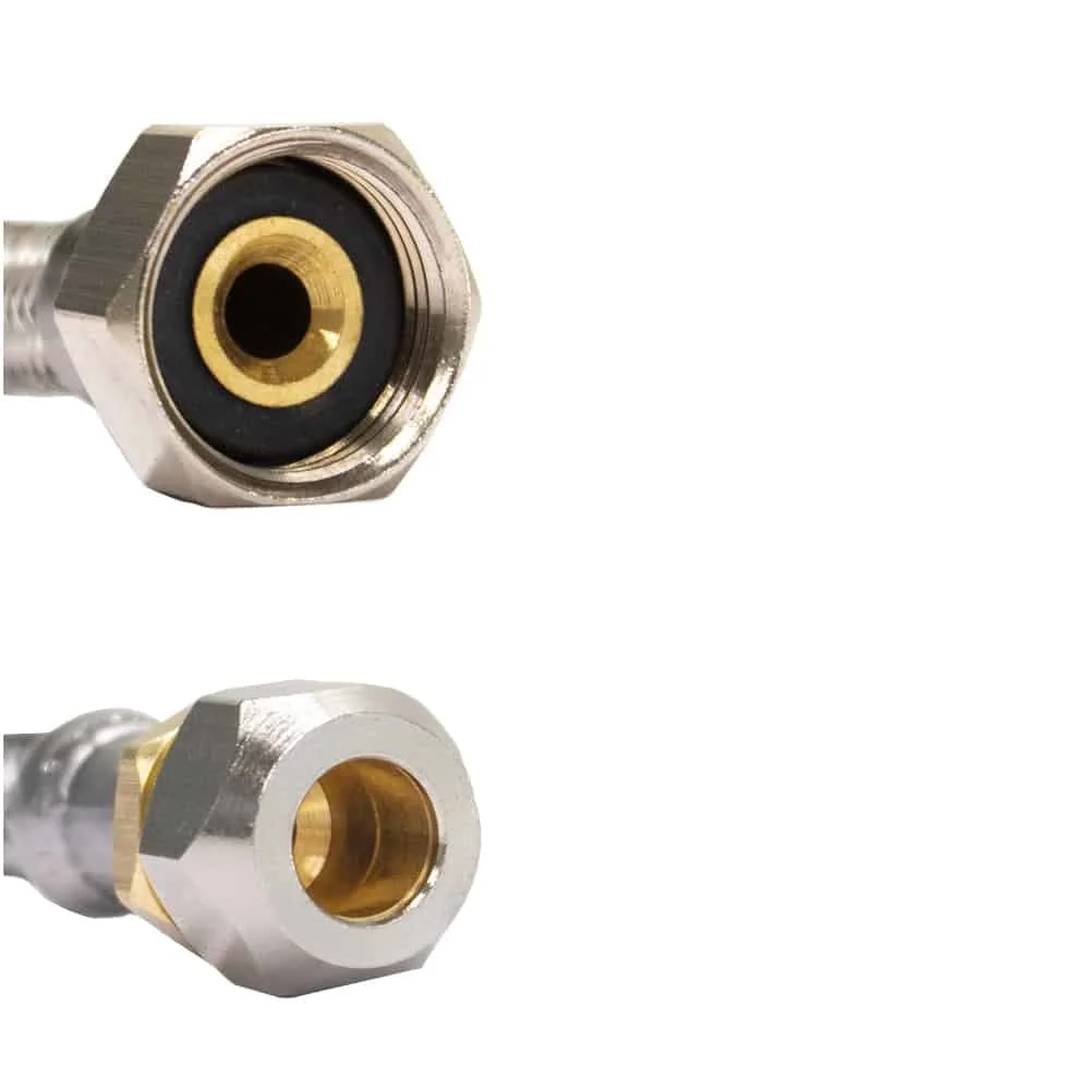 "Stainless Steel Braided Water Hose, Flexible Plumbing Connector - DN8, 1000mm image"
