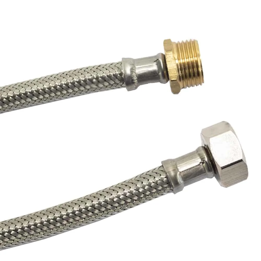 "Stainless Steel Braided Water Hose, 1/2 Inch Flexible Hose, 2000mm image"