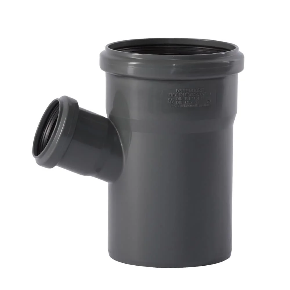 "HT Branch 110/50, Drain Pipe Connector, 67 Degree Waste Water Pipe Fitting image"