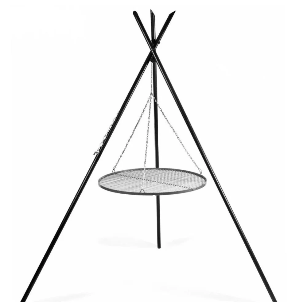 "Tripod Grill 210cm, Stainless Steel Grill Rost 60cm, Outdoor Garden Barbecue Grill image"