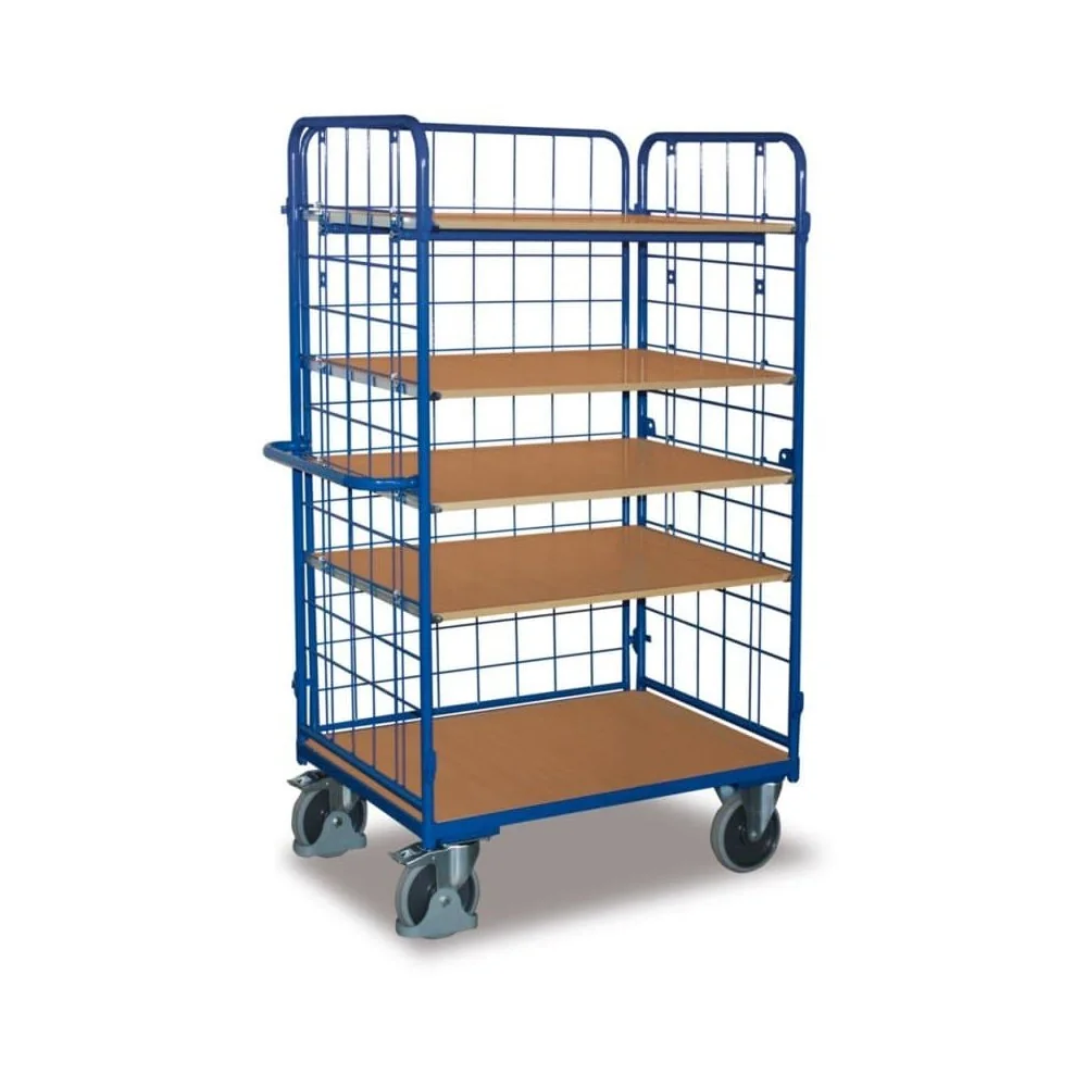"Package High Three-Panel Cart with 5 Shelves 500 kg Load Capacity Type M + EasySTOP image"