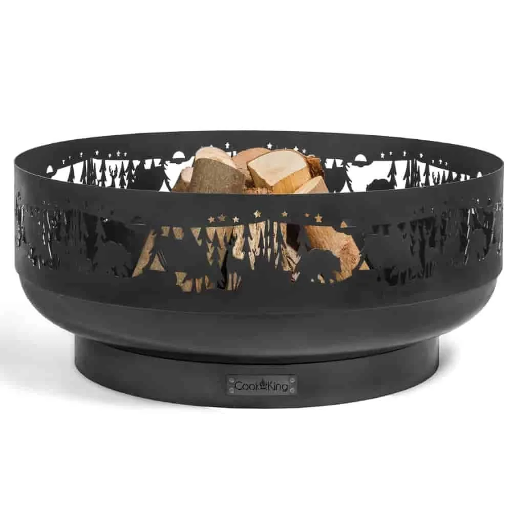 "80cm Garden Fire Pit Bowl, Steel Forest Design image"