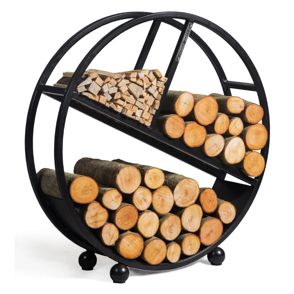 "Steel Firewood Rack 80cm, Modern Log Holder, Natural Steel image"