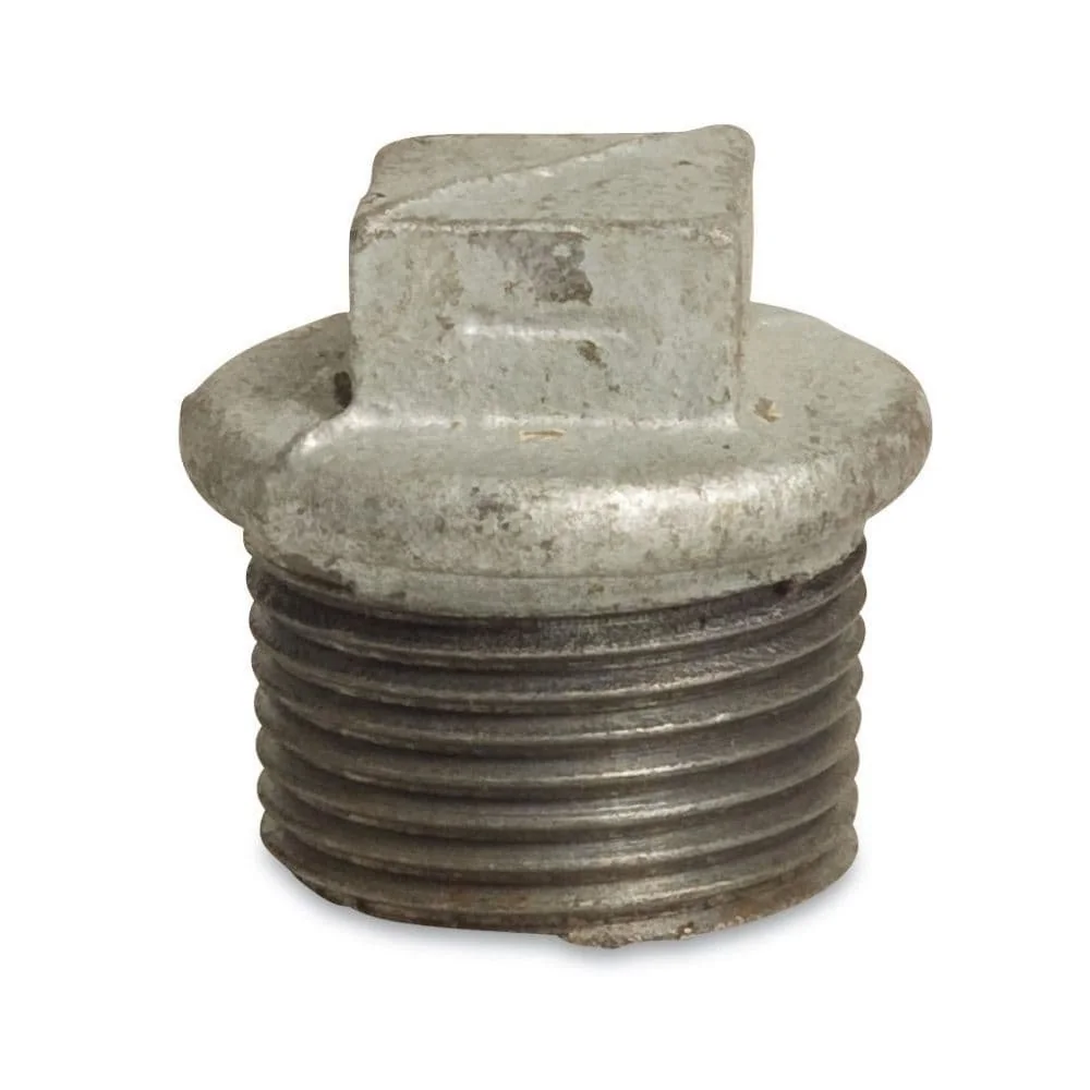 "Malleable Iron Pipe Plug 1 1/2 Inch, Galvanized Threaded Pipe Fitting image"