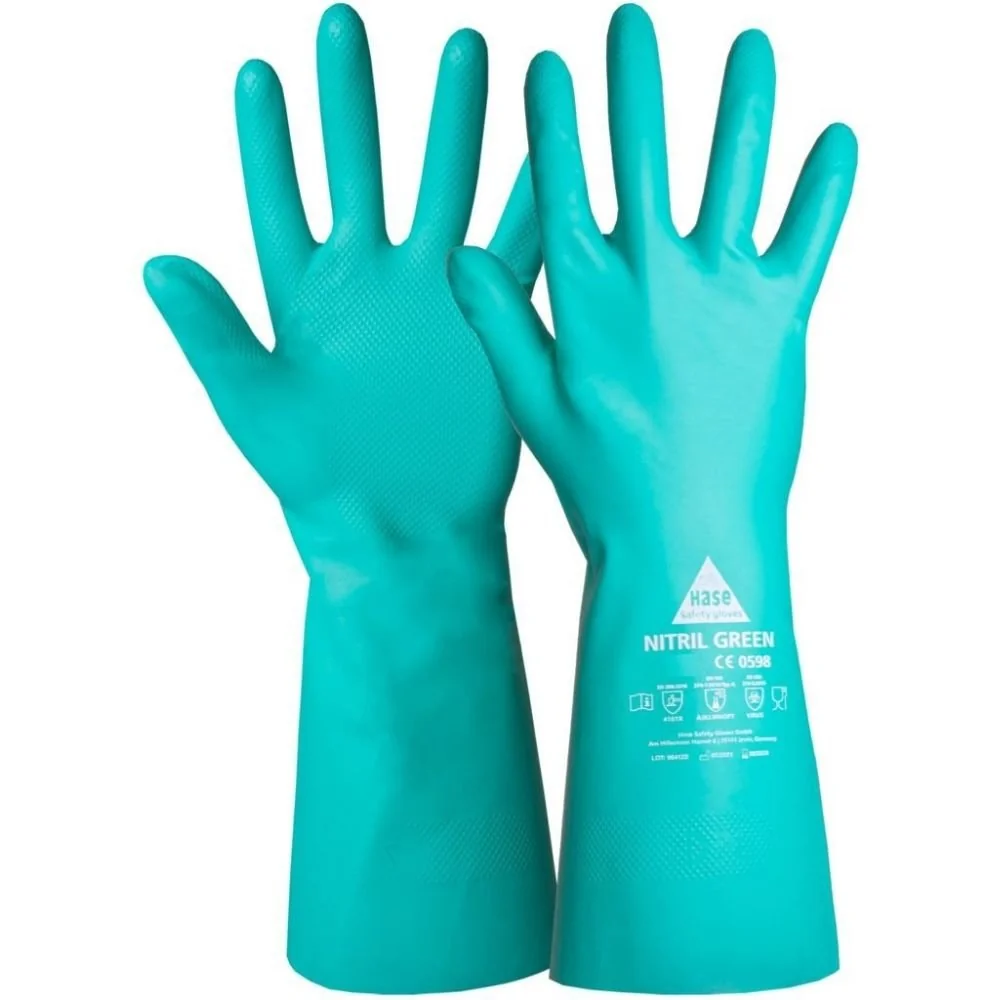 "Chemical Resistant Gloves, Green Nitrile Gloves Size 11, Food Safe image"