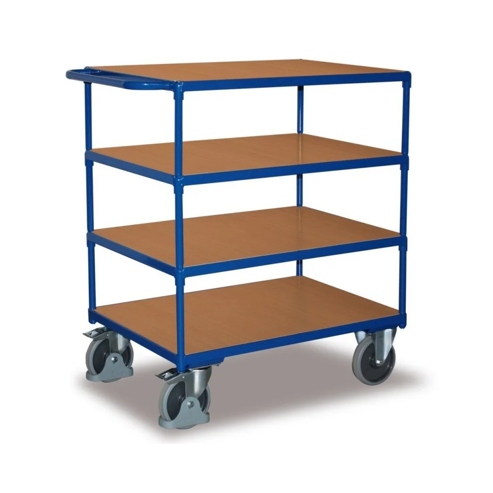 "Heavy Duty Table Trolley 500 kg with 4 Shelves Type L + EasySTOP image"