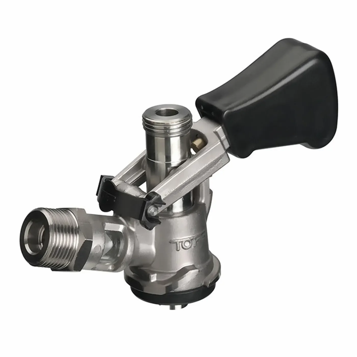 Keg coupler, keg closure, type D fitting, upper outlet (cellar tap)