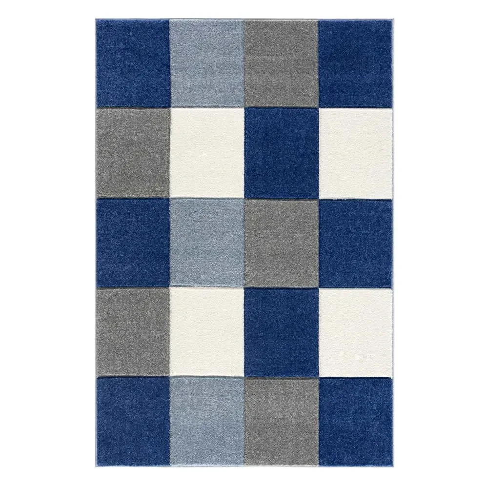 Livone Kinderteppich Patchwork blau