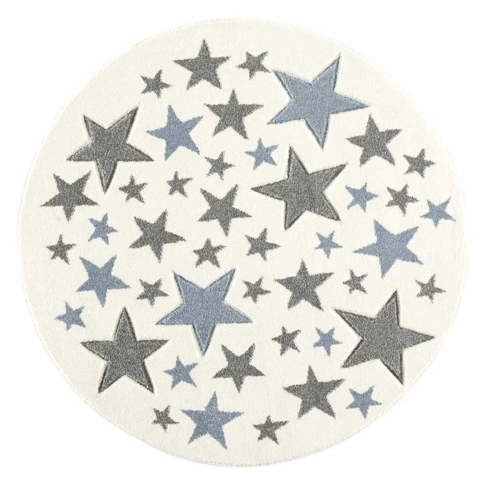 "Livone carpet stella stars blue gray round, Carpet size: Ø 133 cm image"