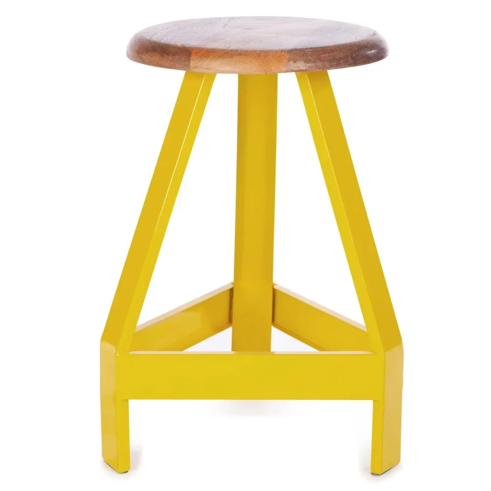 "Kidsdepot Stool metal wood yellow image"