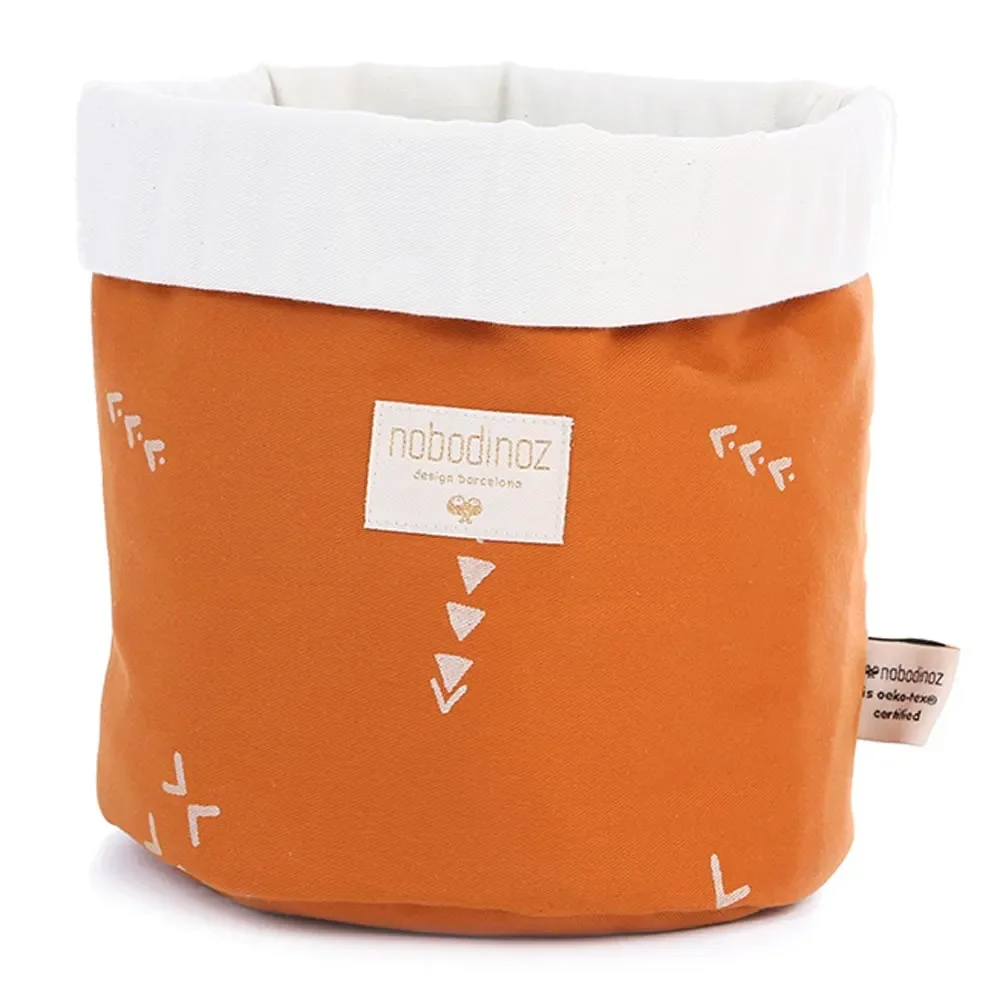 "Nobodinoz storage basket "Panda" golden signs orange, Size: large image"