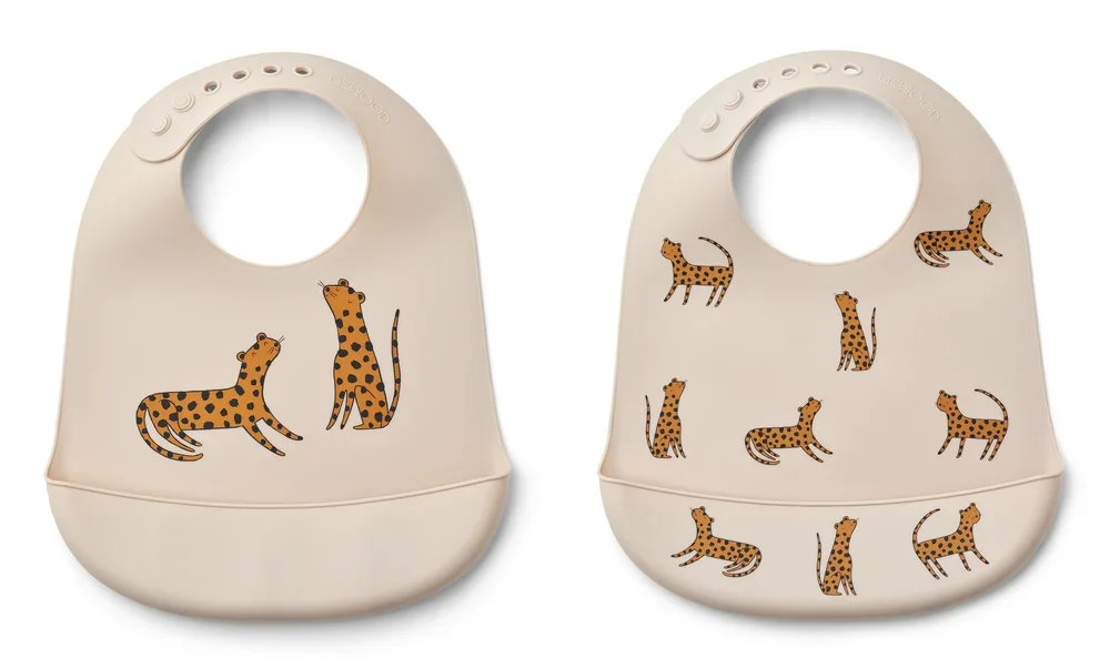 "Liewood silicone bib 2er Pack - Tilda, Color: Leopard Sandy image"