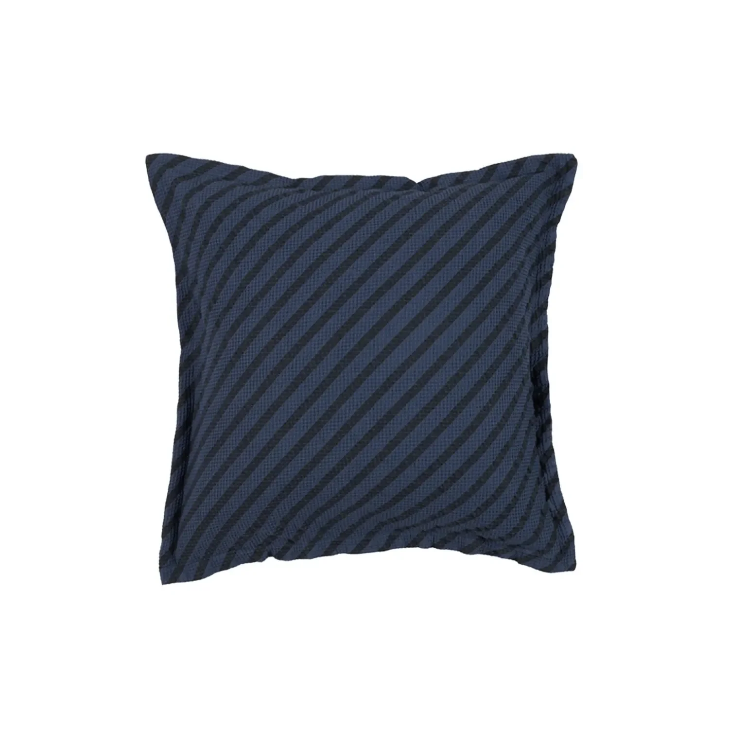 Nobodinoz LANDSCAPE Cushion with Waffle Pattern, 45 x 45 cm, Color: Cobalt Stripes