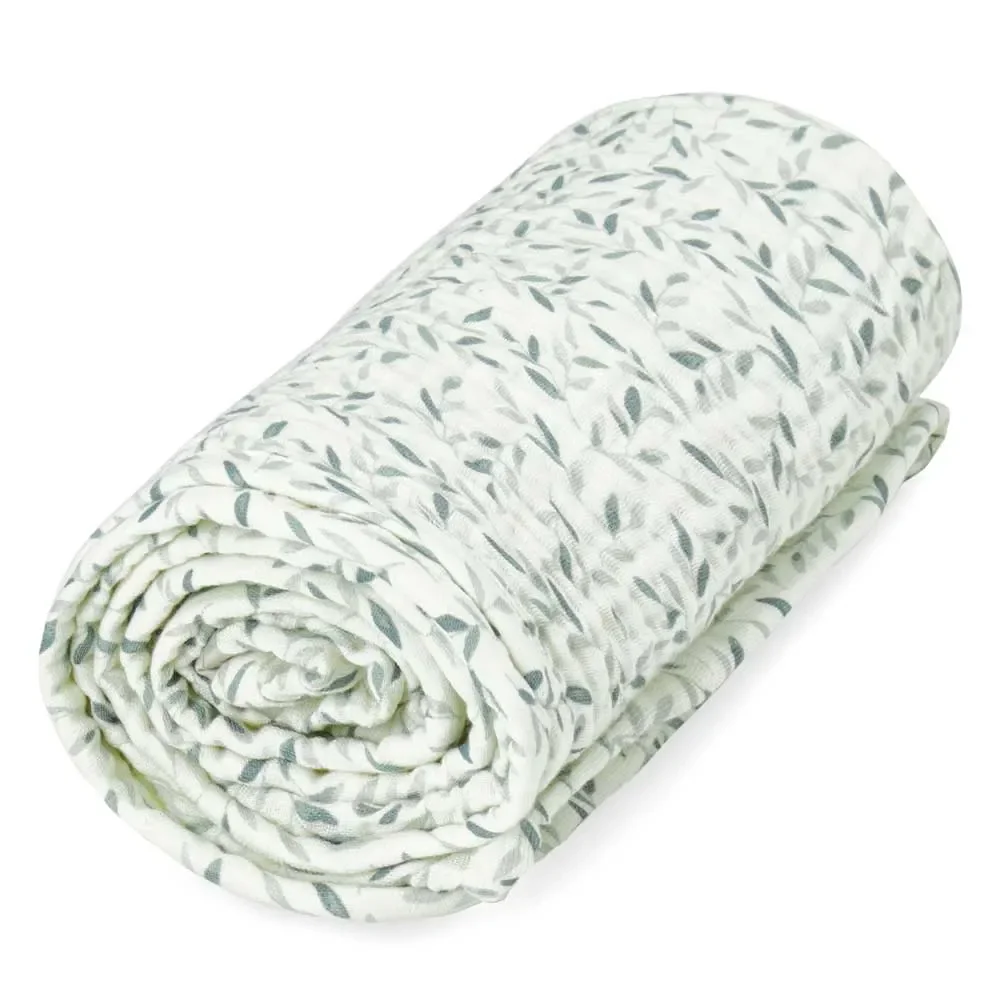 "Cam cam Muslin baby blank "green leaves" green leaves image"