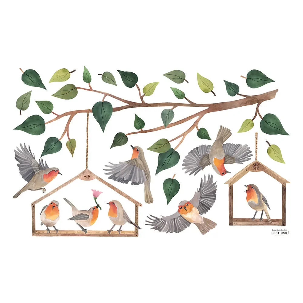 "Lilipinso Wall Sticker M robin in the bird house image"