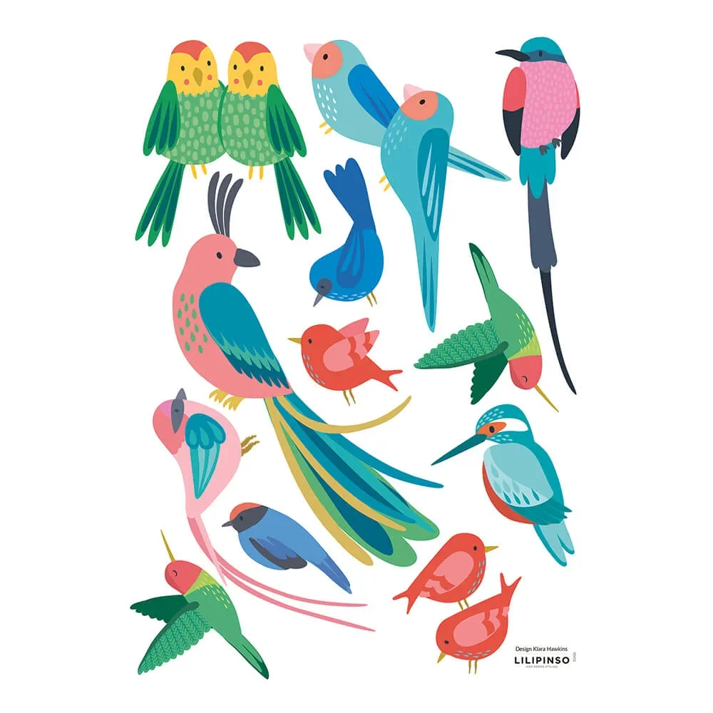 "Lilipinso Wall Sticker A3 Tropical birds colorful image"