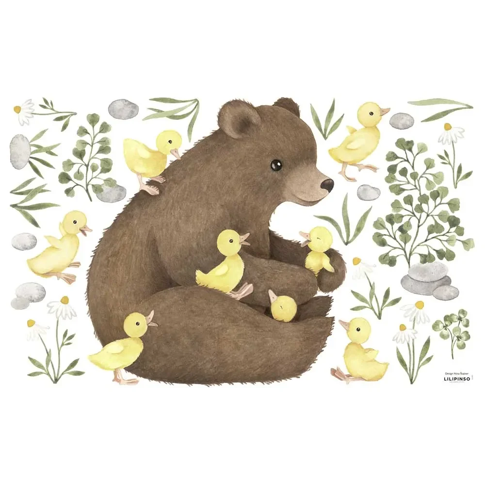 "Lilipinso Wall Sticker M Enküken with bear yellow brown image"
