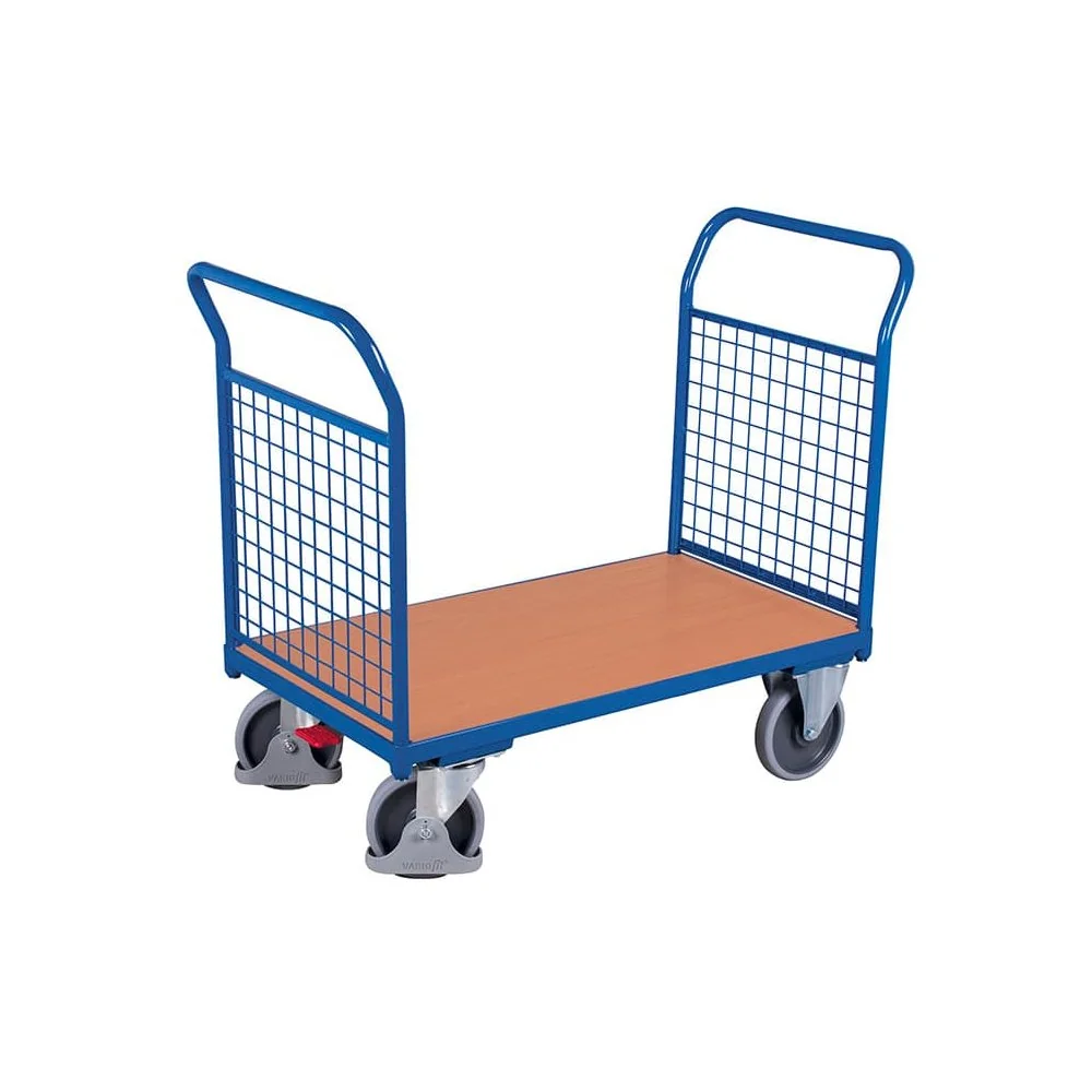 "500 kg Capacity Wire Mesh Cart with End Wall & EasySTOP image"