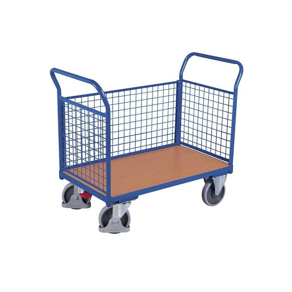 "Wire Mesh Trolley, Heavy Duty 500 kg Rolling Cart with EasySTOP image"