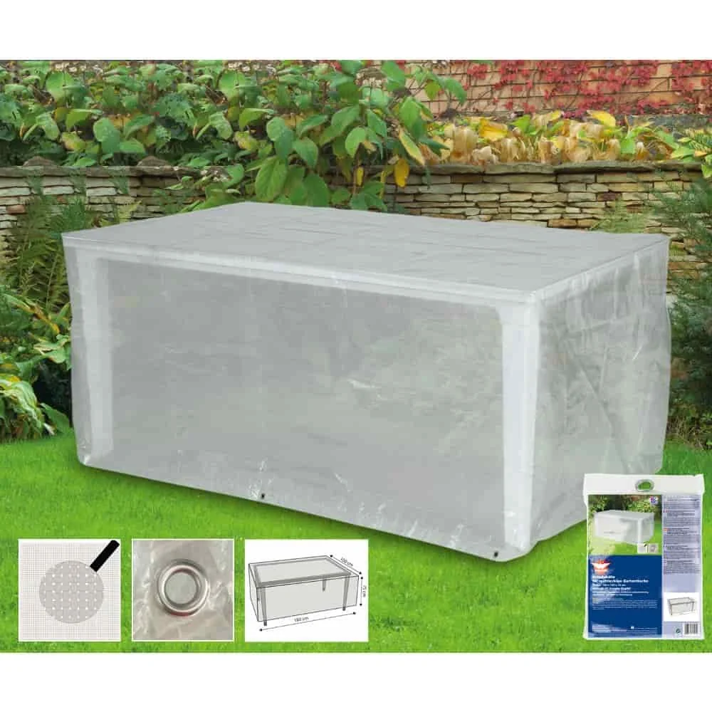 "Clear Rectangular Outdoor Table Cover - 180x100x75cm Waterproof Furniture Protector image"