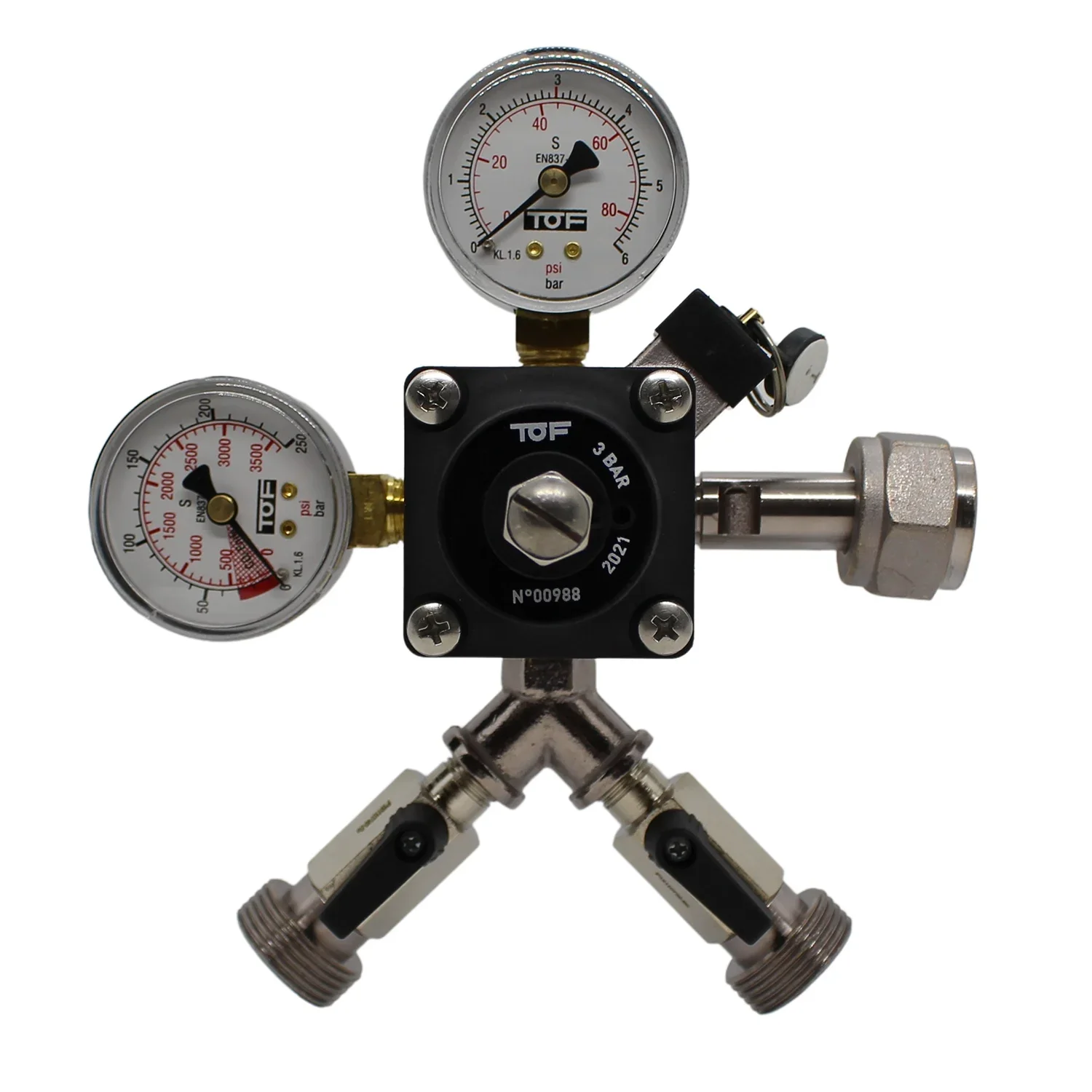 "Pressure reducer, pressure regulator CO2 for beer tap system, 3 bar, 2-line image"