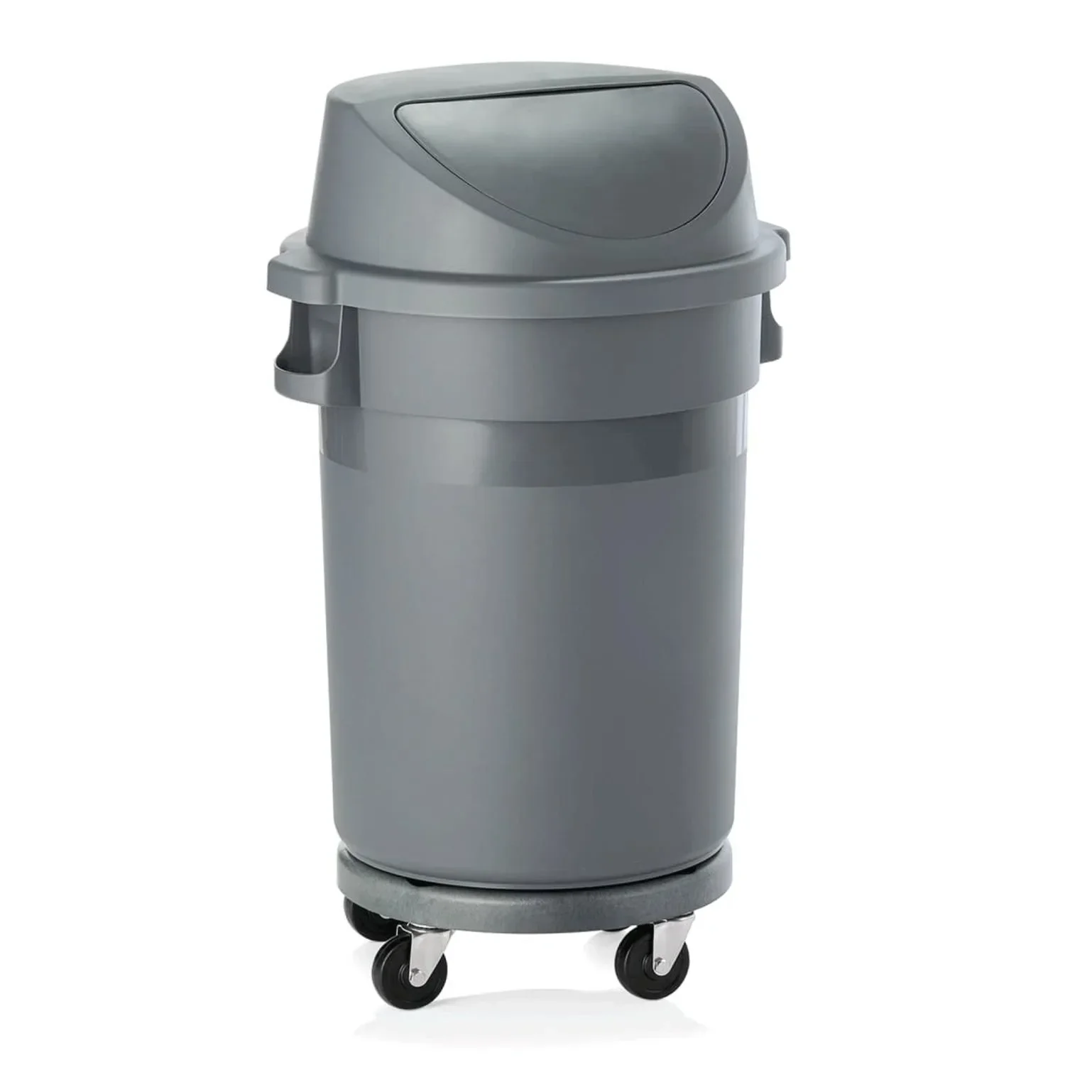 Waste bin with trolley and push lid, 80L