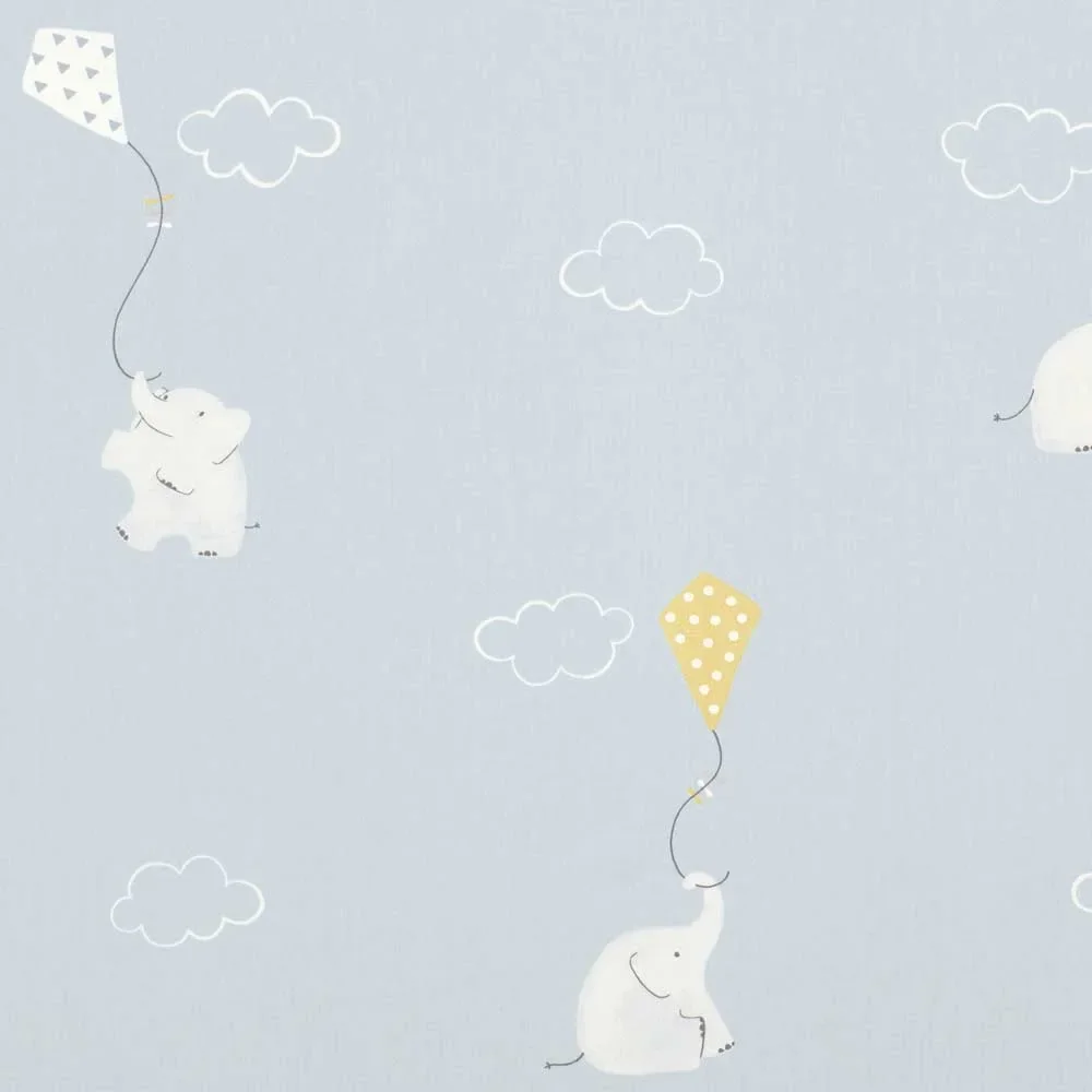 "Casadeco My Little World Substance Elephant Hellblau Lime white image"