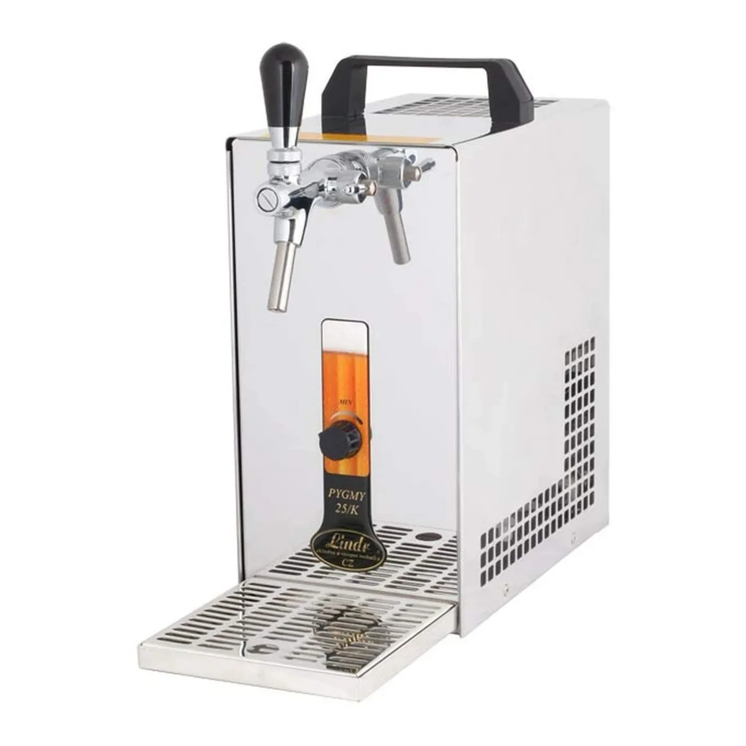 "Beer Dispenser, Beer Machine - PYGMY 20/K, with membrane pump, 1-line dry cooling device, made of stainless steel, 25 liters/h, Green Line image"