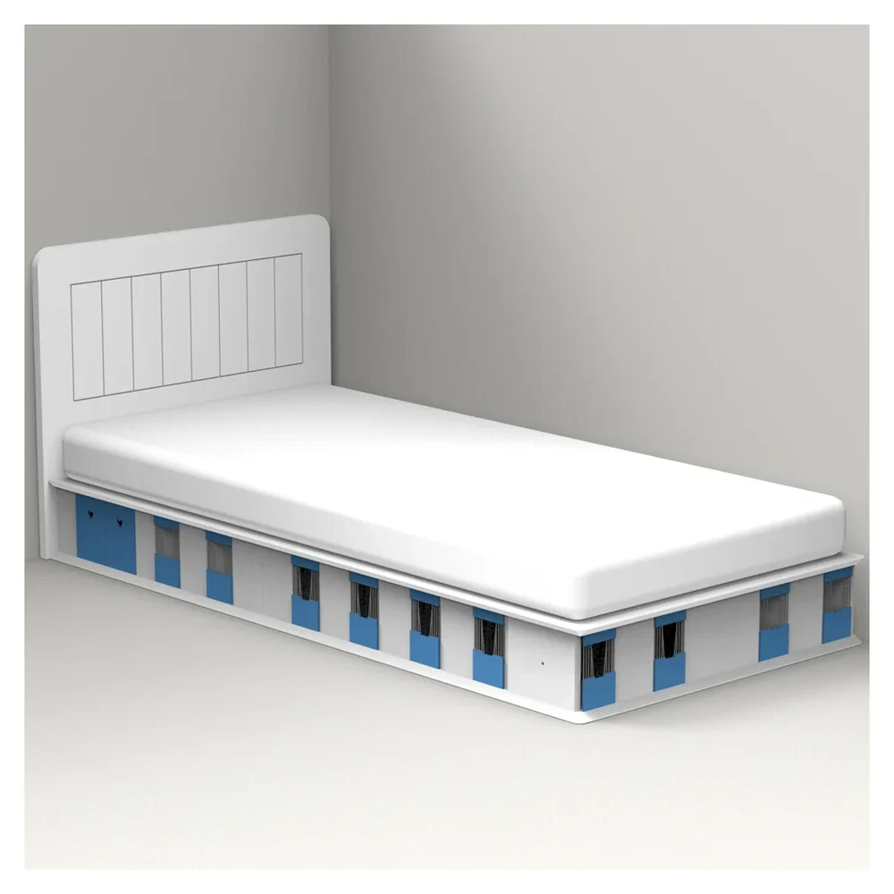 "Mathy by Bols Boxes Cot 1 Page Stall Blue 90 x 190 image"