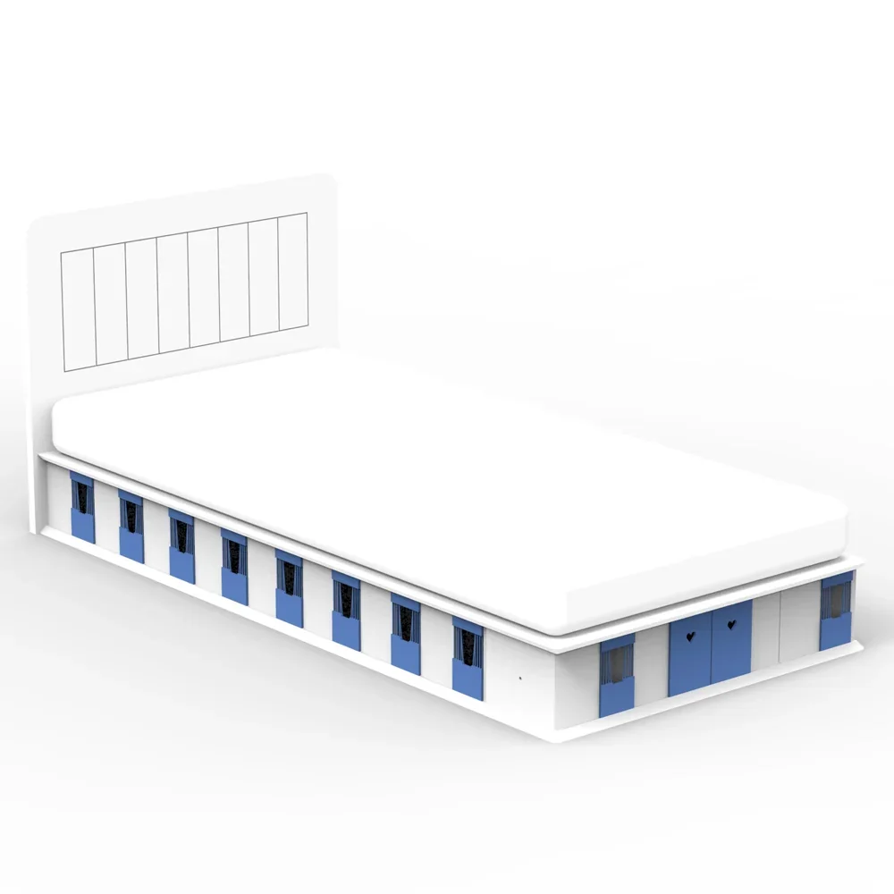 "Mathy by Bols Boxes Cot 2 pages stable blue 90 x 190 image"