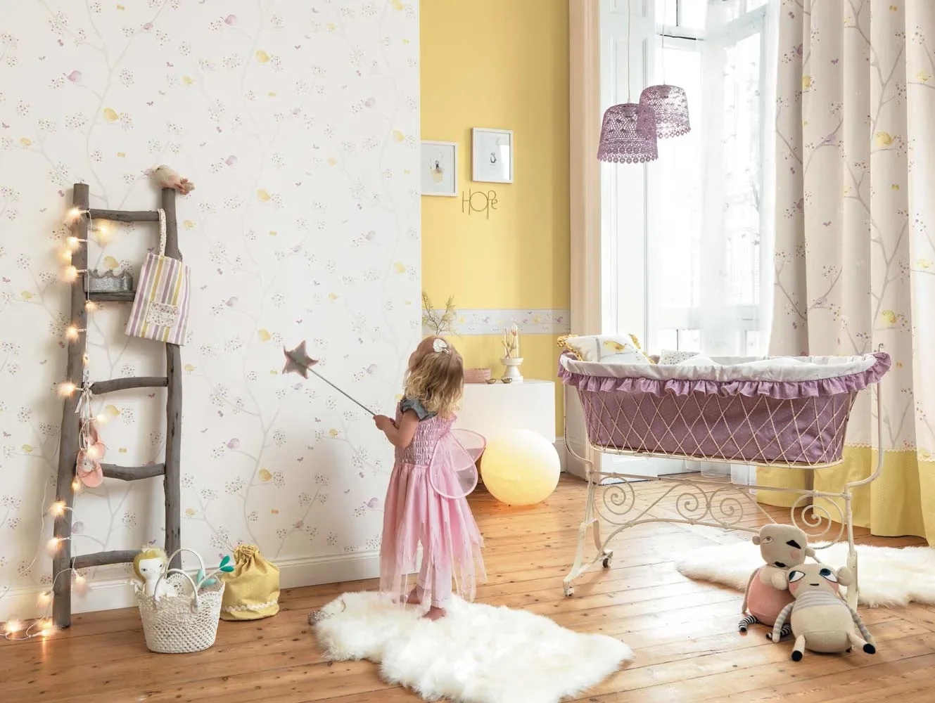 "Casadeco My Little World Wallpaper Birds Brown Rosa image"