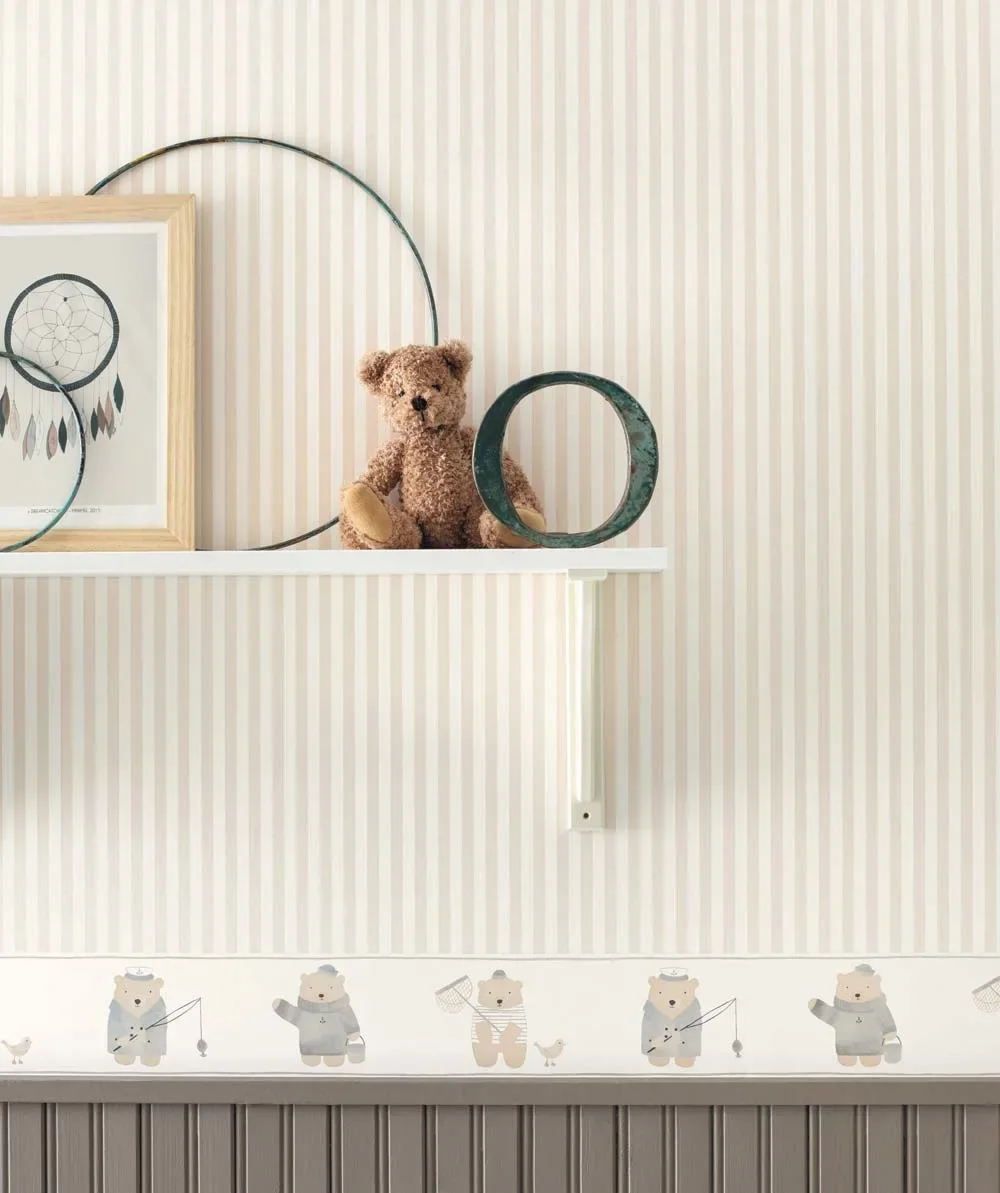 Casadeco My Little World strip wallpaper gray white