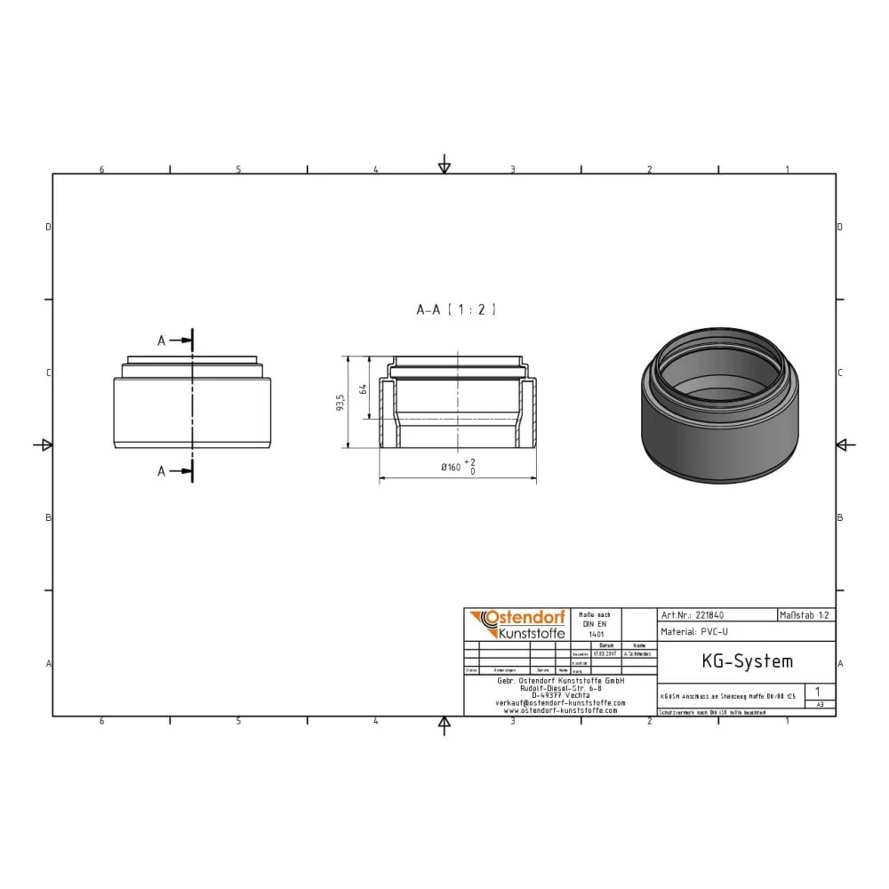 "DN 125 KGUSM Connector for Stoneware Socket, Sewer Pipe Fitting image"