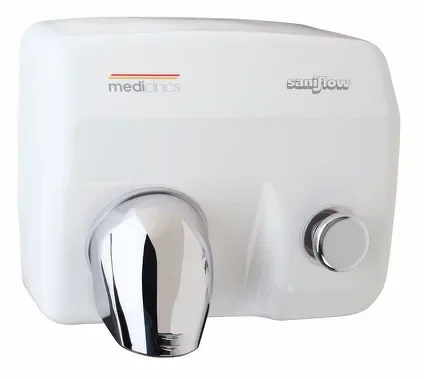 "Hand dryer with push button - E88 (Saniflow), white image"