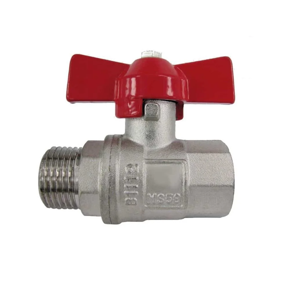 "1 1/4 Inch Brass Ball Valve with Wing Handle, Female to Male, PN25 image"