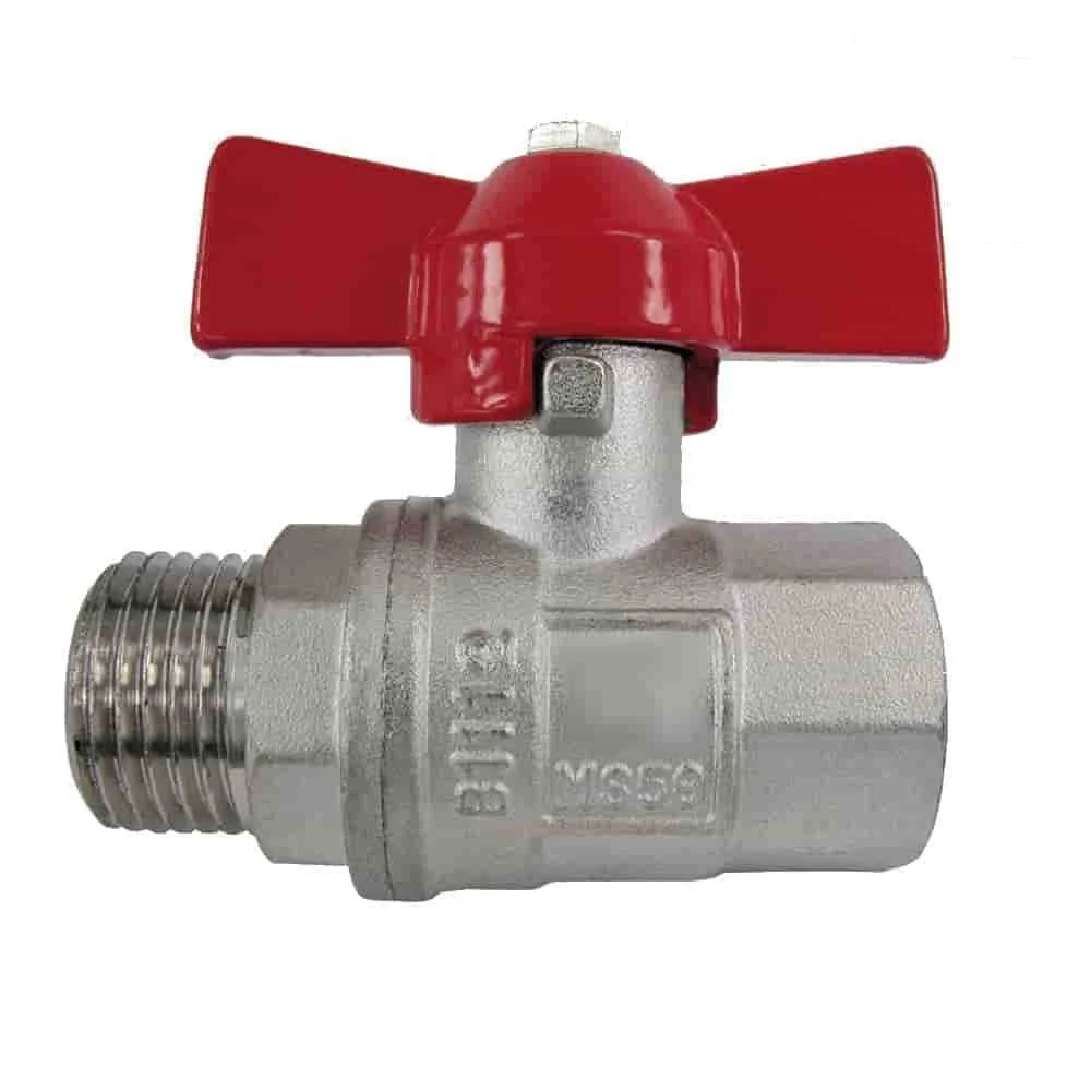 "1/2 Inch Wing Handle Ball Valve - Nickel Plated Brass image"