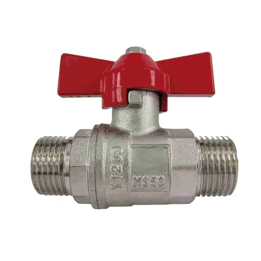 3/4 Inch Brass Ball Valve with Wing Handle, AGxAG Full Port
