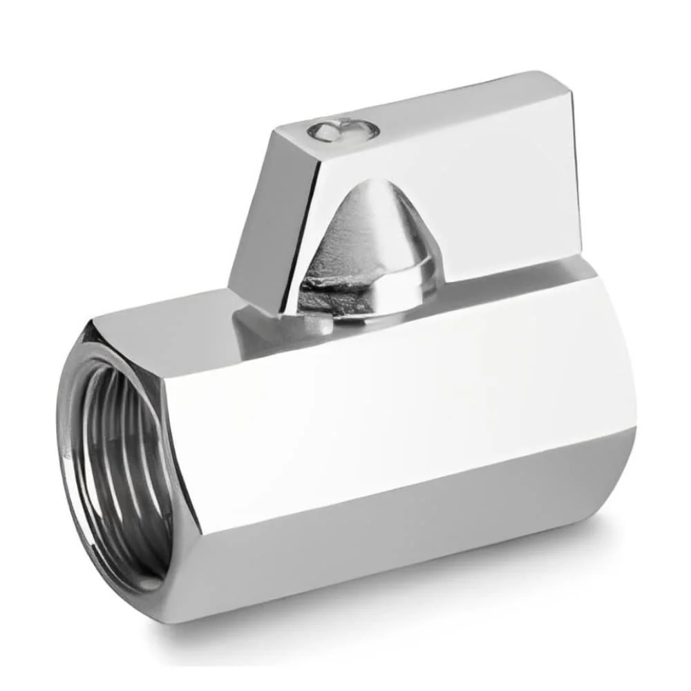 Mini Brass Ball Valve 1/2 Inch, Chrome Plated