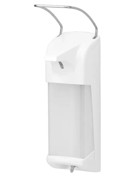 "Sanitiser dispenser, Soap dispenser - LH, plastic, incl. locking plate, 1000 ml, white image"