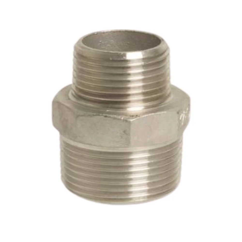 Stainless Steel Reducing Nipple, Threaded Pipe Reducer Fitting, 2" x 1 1/2"