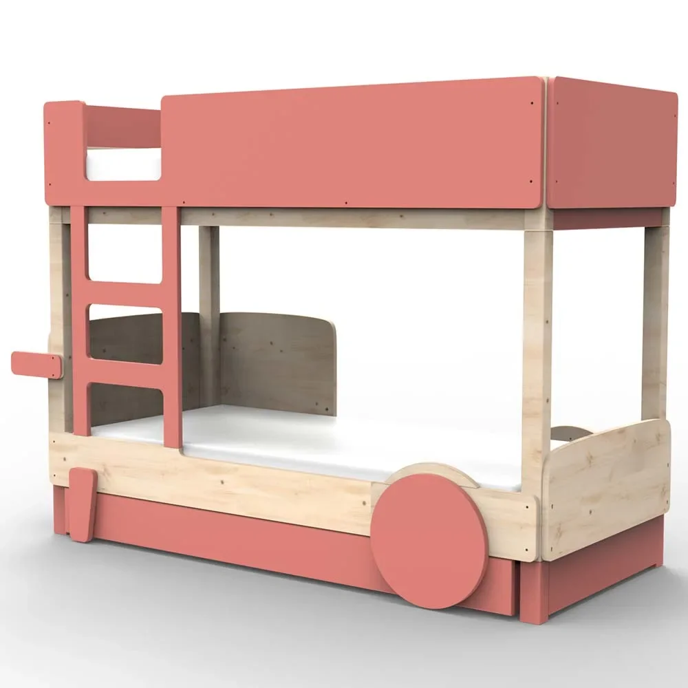"Mathy by Bol's bunk bed "Discovery" with bed drawer, Color elements: coral image"