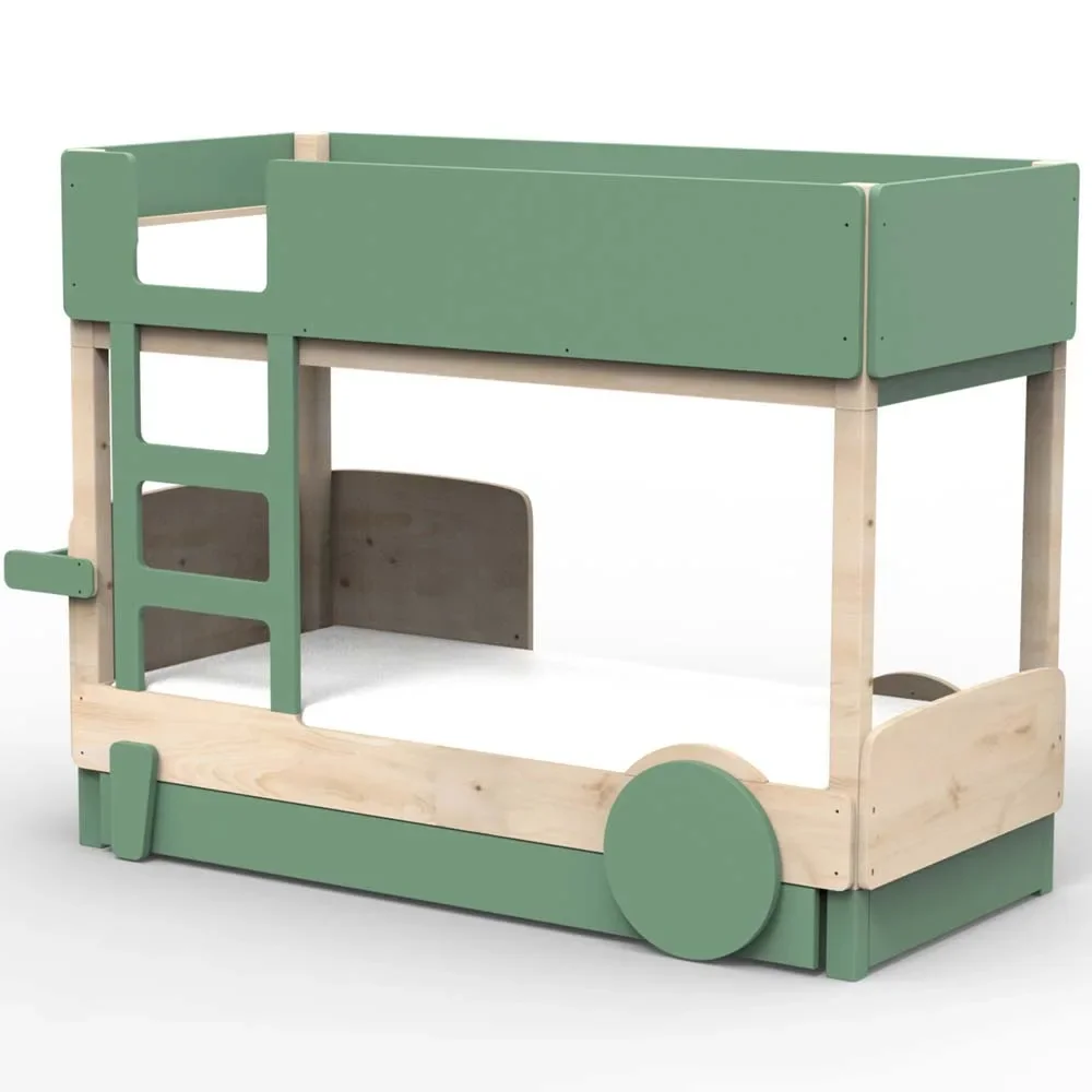 Mathy by Bol's bunk bed "Discovery" with bed drawer, Color elements: Jungle Green