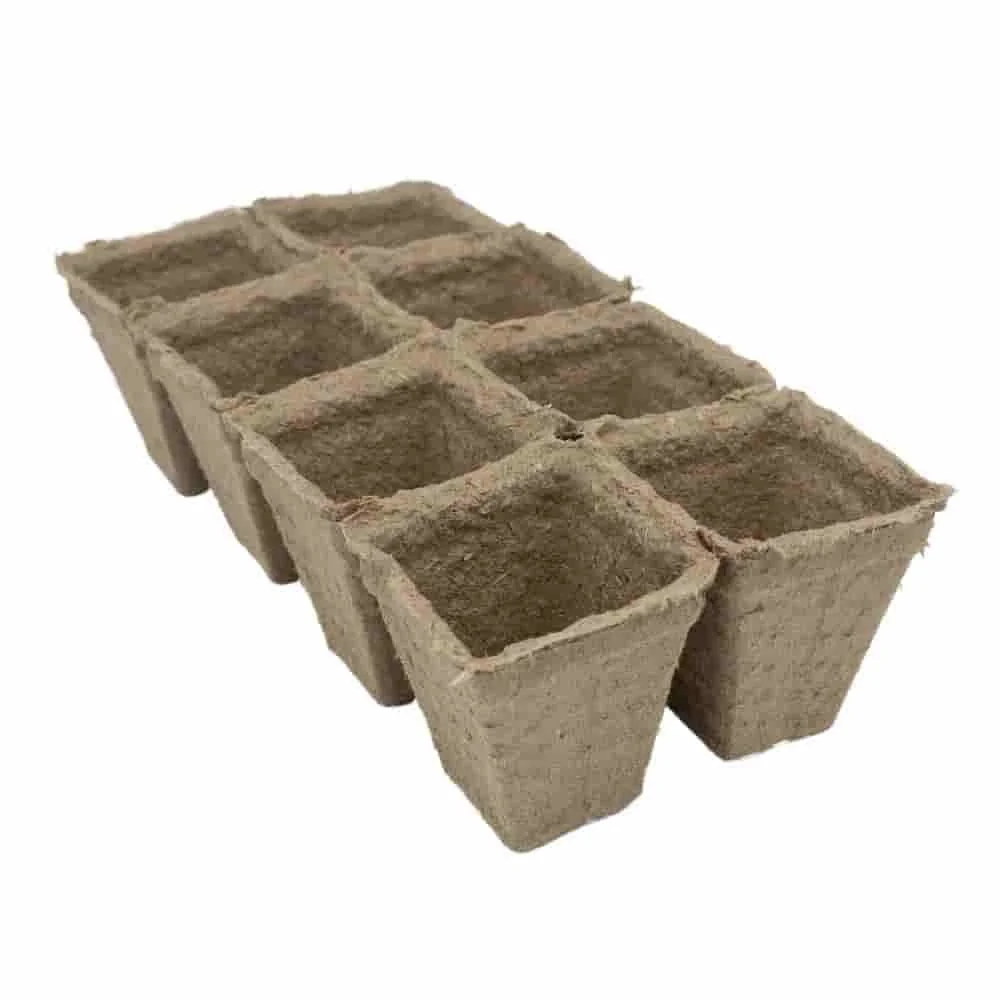 "Compostable Seed Starting Trays - 8 Square Pots image"