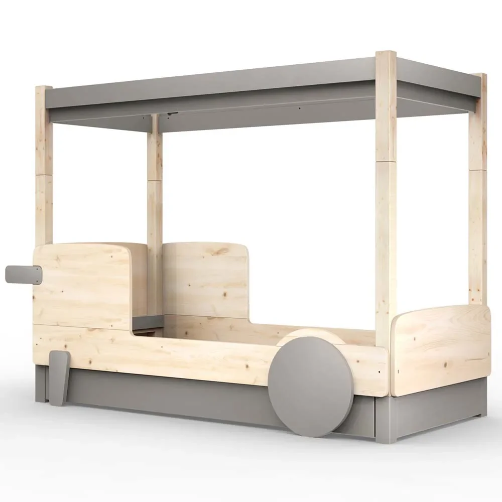 "Mathy by Bol's four -poster bed "Discovery" with bed drawer, Color elements: mole image"
