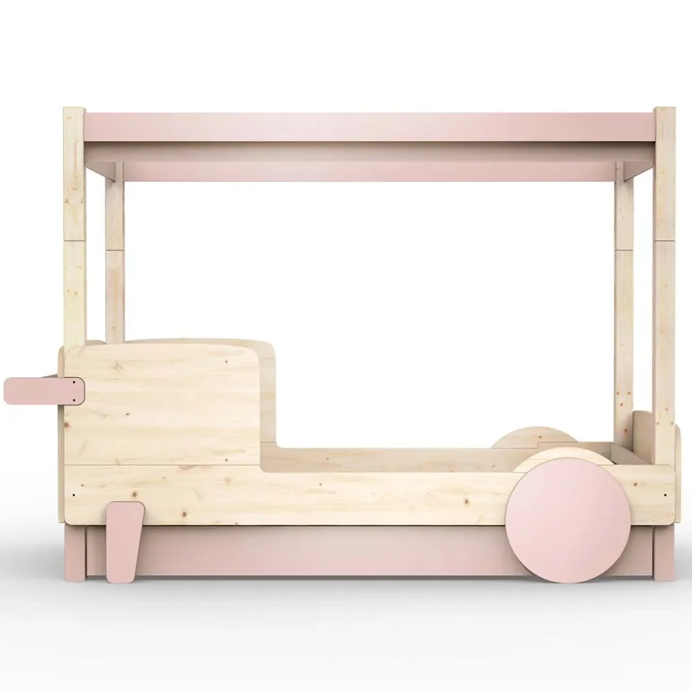 "Mathy by Bol's four -poster bed "Discovery" with bed drawer, Color elements: Winter pink image"